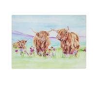 The Leonardo Collection Jennifer Rose Gallery Christmas Highland Cow Cutting Board for Home & Restaurants | Durable & Printed Chopping Boards for Kitchens | Washable Wood Chopping Board