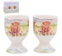 The Leonardo Collection Jennifer Rose Gallery Highland Cow Egg Cups | Fine China Breakfast Tableware | Country Kitchen Decor & Farmhouse Dining Accessories | Gift for Animal Lovers, Women & Men