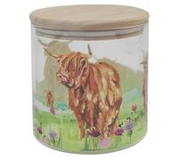 The Leonardo Collection Jennifer Rose Gallery Highland Cow Glass Canister For Home | Storage Containers & Kitchen Organizers For Gift | Ideal Storage Jars For Biscuits Honey Green Tea & All