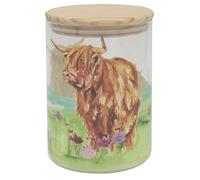 The Leonardo Collection Jennifer Rose Gallery Highland Cow Glass Canister For Home | Storage Containers & Kitchen Organizers For Gift | Ideal Storage Jars For Biscuits Honey Green Tea & All