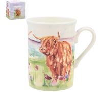 The Leonardo Collection Jennifer Rose Gallery Highland Cow Mug 275ml | Fine China Coffee & Tea Cup for Home & Office | Artistic Farm Animal Mug Gift for Women & Men | Kitchen & Dining Drinkware