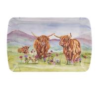 The Leonardo Collection Jennifer Rose Gallery Highland Cow Small Tray | Country Farmhouse Kitchen Serving Tray | Rustic Animal Design Snack & Tea for Women, Men & Animal Lovers
