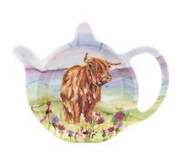 The Leonardo Collection Jennifer Rose Gallery Highland Cow Teabag Tidy | Ceramic Tea Bag Holder For Kitchen & Home | Decorative Highland Cow Design Tea Accessory For Animal Lovers
