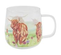 The Leonardo Collection Jennifer Rose Highland Cow Glass Mug 500ml