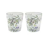 The Leonardo Collection Olive Grove By Jennifer Rose Olive Glasses Set of 2 Glass 280ml for Home & Restaurants | Durable Glass for All Type of Drinks | Stylish Drinking Glasses Gifts for Women & Men
