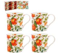 The Leonardo Collection Jennifer Rose Oranges & Lemon Mugs Set of 4x300ml | Coffee, Tea & Hot Drinks, Fine China, Daily Use, Practical Gift, Stacking Mugs, Kitchen Use, Perfect for Everyday, Reusable