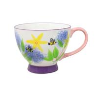 The Leonardo Collection Lesser & Pavey Ceramic Teacup Footed Mug Footed Mug for Tea & Coffee | Alliums & Bees Coffee Mug & Tea Cups for Home, Office or Shops - Lynsey Johnstone
