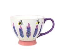 The Leonardo Collection Lesser & Pavey Ceramic Teacup Footed Mug Footed Mug for Tea & Coffee | Lavender & Bees Coffee Mug & Tea Cups for Home, Office or Shops - Lynsey Johnstone
