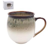 The Leonardo Collection Lesser & Pavey Reactive Glaze Ceramic Mug Brown Black Coffee Tea Cup | Half Speckled Lovely Gift for Special Occasions - Elements
