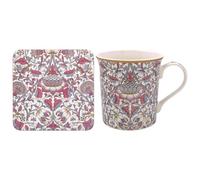 The Leonardo Collection Lodden Mug & Coaster William Morris, Tea and Coffee Mugs for Hot Drinks | Fine China Printed Mugs for Kitchen & Home | Reusable Ceramic Cups for Every Occasion