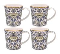 THE Leonardo Collection Lodden Mugs Set of 4 William Morris, Tea and Coffee Mugs for Hot Drinks | Fine China Printed Mugs for Kitchen & Home | Reusable Ceramic Cups for Every Occasion