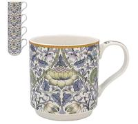 The Leonardo Collection Lodden Stacking Mugs Set of 4 William Morris, Tea and Coffee Mugs for Hot Drinks | Fine China Printed Mugs for Kitchen & Home | Reusable Ceramic Cups for Every Occasion