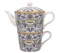 The Leonardo Collection Lodden Tea for One by William Morris | Porcelain Teapot and Cup Set | Arts and Crafts Floral Design | Elegant Giftware for Tea Lovers | Compact Stackable Afternoon Tea Set