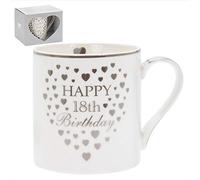 The Leonardo Collection LP34045 Ceramic 18th Birthday Mug Hearts | 1 Piece-8x8x9 cm Accessory, Cream and Gold