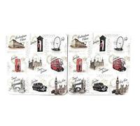 The Leonardo Collection LP41345 Cork Coaster | Vintage London Deisgn | Set of 4-11x11x0 cm Accessory, White, One Size