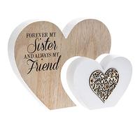 The Leonardo Collection LP43429 Plaque | Double Heart Sister Sentiments | 1 Piece-21x19x16 cm Accessory, Multicolored