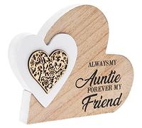 The Leonardo Collection LP44052 Plaque | Double Heart Always My Auntie | 1 Piece-15x2x12 cm Accessory, White