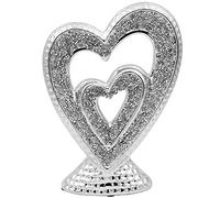 The Leonardo Collection LP46302 Sculpture | Silver Sparkle Double Heart | 1 Piece-17x6x23 cm Accessory