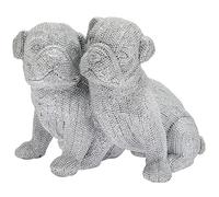 The Leonardo Collection LP47778 Lesser & Pavey Twin Pug Home Decor Animal Ornaments, Silver