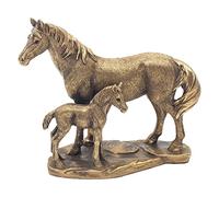 The Leonardo Collection LP48781 Reflections Bronzed Mare and Foal Horses Ornament, Boxed