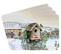 The Leonardo Collection LP52612 Christmas Robins Table Place Mats (Set of 4), Boxed