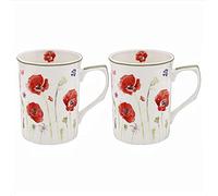 The Leonardo Collection LP94597 Poppy Field Mugs (Set of 2), Fine China, Boxed