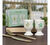 The Leonardo Collection LP95063 Herb Garden Egg Cups (Set of 2), Fine China, Boxed