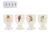 The Leonardo Collection LP96738 Christmas British Birds Egg Cups Set 4, Ceramic