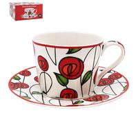 The Leonardo Collection Mackintosh Cup & Saucer Set Charles Rennie Mackintosh for Hot & Cold Drinks | Durable Coffee Cups for Home & Office | Easy & Comfortable Coffee Mugs for Beverages & Daily Use