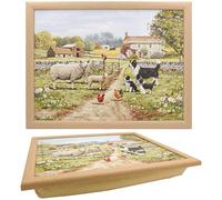 The Leonardo Collection Macneil Collie & Sheep Wooden Kitchenware Collie & Sheep Laptray For Food Serving | Comfortable Lap Trays With Bean Bag Cushion | Durable Lap Trays For Eating On Lap For Adults