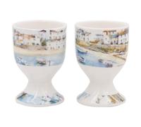 The Leonardo Collection Macneil Harbour Town Fine China Harbour Town Egg Cups Set of 2 for Home & Kitchen | Dishwasher Safe Eggcup Stands for Breakfast Table | Durable Boiled Egg Holder for Daily Use