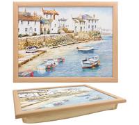 The Leonardo Collection Macneil Harbour Town Wooden Kitchenware Harbour Town Laptray For Food Serving | Comfortable Lap Trays With Bean Bag Cushion | Durable Lap Trays For Eating On Lap For Adults