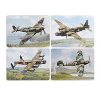 The Leonardo Collection Macneil Planes Trains Automobiles Wood Classic Planes Placemats 4A Set of 4 for Kitchen & Dining | Durable Table Mats for Daily Use | Table Accessories Easy to Clean Place Mats