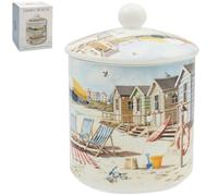The Leonardo Collection Macneil Sandy Beach Porcelain Sandy Beach Canister for Home & Kitchen | Storage Jars for Biscuits Honey Green Tea Coffee Sugar | Durable Kitchen Organisers Containers for Gift