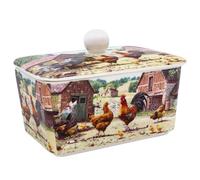 The Leonardo Collection Macneil Studios Cockerel & Hen Butter Dish with Lid | British Designed Butter Dish | Large Butter Dish for All Types of Kitchen | Butter Dishes for All Sizes of Butter