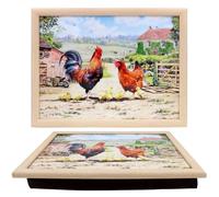 The Leonardo Collection Macneil Studios Cockerel & Hen Laptray For Food Serving & Breakfast | Comfortable Lap Trays With Bean Bag Cushion | Durable Laptrays For Eating On Lap For Adults