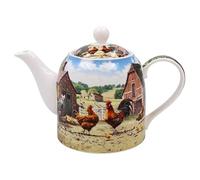 The Leonardo Collection Macneil Studios Cockerel & Hen Tea Pot with Lid | British Designed Tea Pot | Ceramic Pot for Home & Office |Serving Hot Drinks