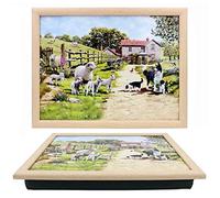 The Leonardo Collection Macneil Studios Collie & Sheep Laptray For Food Serving & Breakfast | Comfortable Lap Trays With Bean Bag Cushion | Durable Laptrays For Eating On Lap For Adults