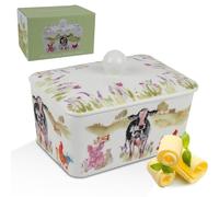 The Leonardo Collection Macneil Studios Farmyard Butter Dish | British Designed for Kitchen Use | Large Butter Dish for All Kitchens | Perfect for Daily Butter Storage