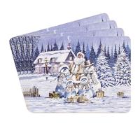 The Leonardo Collection Macneil Studios White Christmas Placemats Set of 4 For Home & Kitchen | Easy Clean & Washable Place Mats For Dining Table | Non Slip Table Mat For Dinner Plates & Decorations