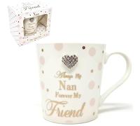 The Leonardo Collection Mad Dots Always My Nan Mug | Elegant Bone China Coffee Cup for Tea, Coffee & Hot Drinks | Stylish Gift Mug for Grandmother | Perfect Birthday, Christmas & Everyday Gift