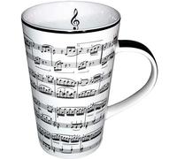 Lesser & Pavey LP93667A Making Music Latte Mug, fine China, 360 milliliters, Weiß/Schwarz