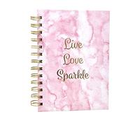 The Leonardo Collection Marble Notebook Live Sparkle Pink | Stylish Writing Pad For Notes, Journaling & Planning | Practical Notepad For Home, School & Office | Elegant Stationery Gift