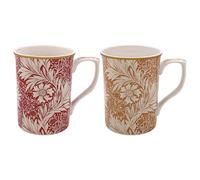 Lesser & Pavey Meadow Box Set of 2 Red and Orange Floral Design Mugs for Home