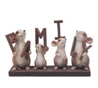 The Leonardo Collection Mice Family Sign with Quote Decor Carved Ornaments