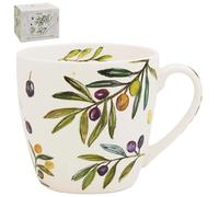 The Leonardo Collection Olive Grove By Jennifer Rose Fine China Olive Grove Breakfast Mug 480ml for Hot & Cold Drinks | Durable Coffee Cups for Home & Office | Easy-to-Hold Coffee Mugs for Daily Use