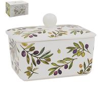 The Leonardo Collection Olive Grove By Jennifer Rose Fine China Olive Grove Butter Dish for Kitchen & Home | Dishwasher Safe Butter Dish for Keep Butter Fresh | BPA-Free Butterdish for Butter Storage