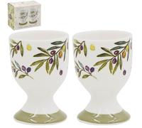 The Leonardo Collection Olive Grove By Jennifer Rose Fine China Olive Grove Egg Cups Set of 2 for Home & Kitchen | Dishwasher Safe Eggcup for Breakfast Table | Durable Boiled Egg Holder for Daily Use
