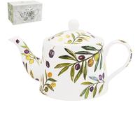 The Leonardo Collection Olive Grove By Jennifer Rose Fine China Olive Grove Teapot 600ml for Home and Kitchen | Elegant Tea Pot Gift for Women and Men | Durable & Reusable Teapot for Everyday Use