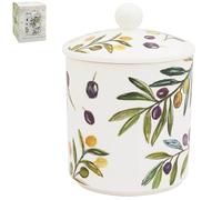 The Leonardo Collection Olive Grove By Jennifer Rose Porcelain Olive Grove Canister for Home & Kitchen | Storage Jars for Biscuits Honey Tea Coffee | Durable Kitchen Organisers Containers for Gift